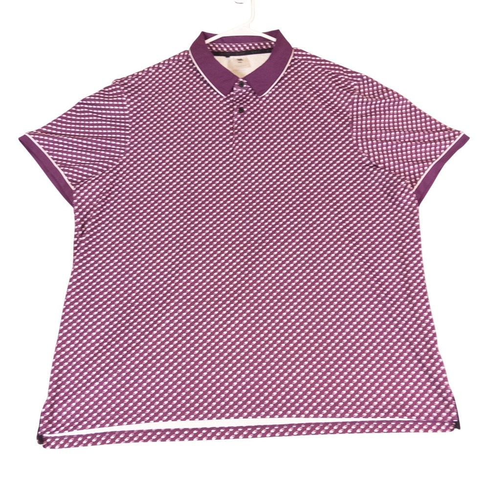 Vrst Mens Purple Geometric Print Short Sleeve Polo Shirt XXL
